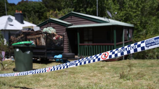 The Katoomba house has become a crime scene today. Picture: David Swift.