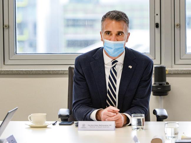 Premier Peter Malinauskas chaired the first Emergency Management Council Cabinet Sub-Committee meeting in the Cabinet Room on Friday. Picture: NCA NewsWire / Brenton Edwards