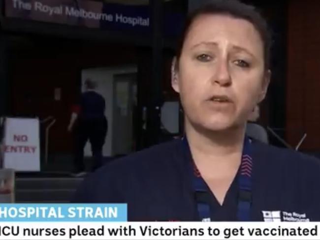 ICU nurse Michelle Spence further warned the public about the dangers of not getting vaccinated. Picture: ABC