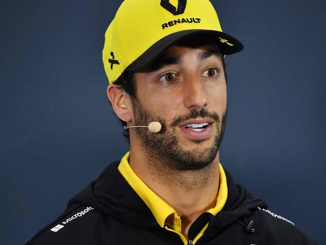 Renault's Daniel Ricciardo of Australia delivers a press conference at the Interlagos racetrack in Sao Paulo, Brazil on November 14, 2019, ahead of the upcoming Formula One Brazilian Grand Prix on November 17. (Photo by NELSON ALMEIDA / AFP)