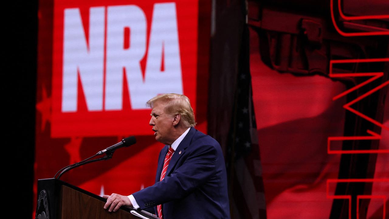 Mr Trump speaks during the NRA ILA Leadership Forum at the National Rifle Association. Picture: JUSTIN SULLIVAN / GETTY IMAGES NORTH AMERICA / Getty Images via AFP