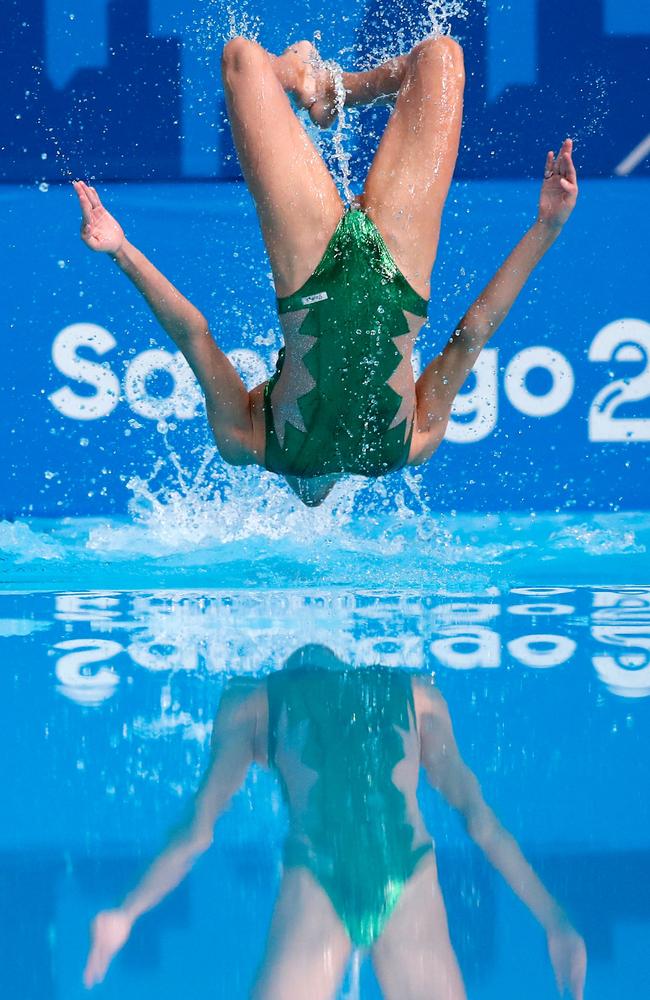 Cuba's Gabriela Alpajon competes in the artistic swimming routine event of the Pan American Games Santiago 2023. Picture: Javier Torres/AFP