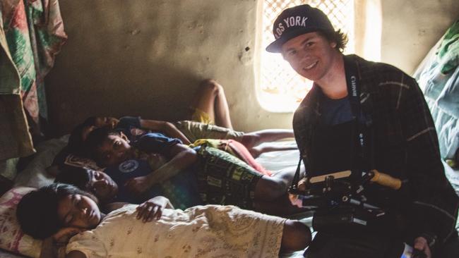 Bond University student filmmaker Dane Holroyd, shooting in India.