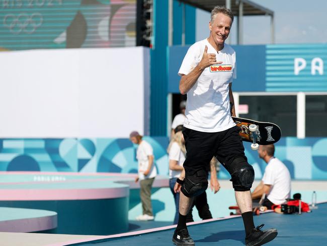 US skateboarder Tony Hawk visits the skate park in 2024. Picture: Odd Andersen/AFP
