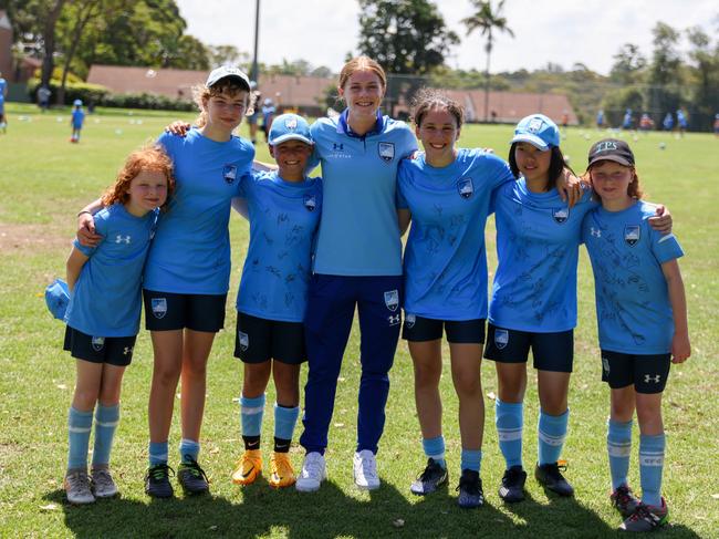 Sydney FC and Matildas star Cortnee Vine at a recent Sydney FC holiday clinic. Photo: Robbie Szafranek | Sydney FC