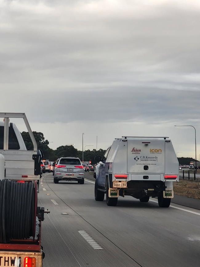 Traffic was backed up for several kilometres on the M2, heading to the city. Picture: Leah Smith