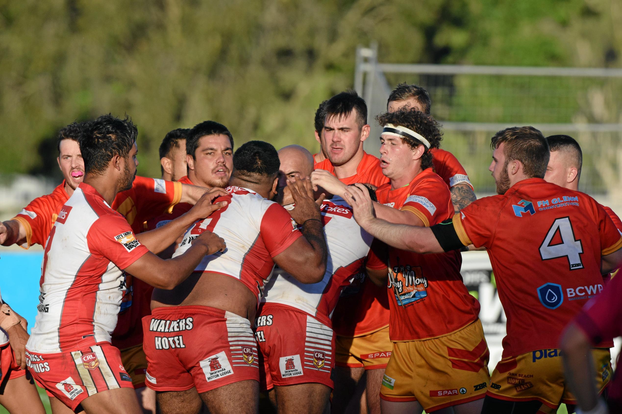 The Coffs Harbour Comets v South Grafton Rebels game had to be stopped early after numerous fights broke out and players were sent from the field.