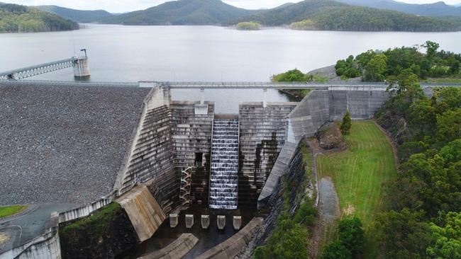 The Hinze Dam full after heavy rains. Picture Glenn Hampson.