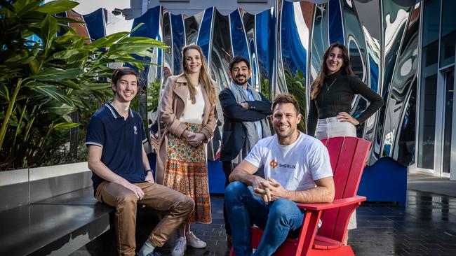 Entrepreneurs Edward Robinson, Summer Petrosius, Daish Milani, Adam Grocke and Mary Kelly at Lot Fourteen. Picture: Tom Huntley