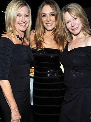 Olivia Newton-John, left, with her sister, Rona Newton-John (who died in 2013 of brain cancer) and Rona’s daughter, Tottie Goldsmith.  Picture: Supplied