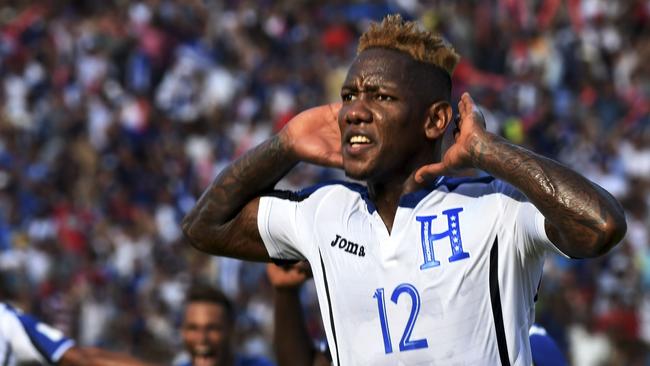 Honduras' Romell Quioto celebrates after scoring against the United States