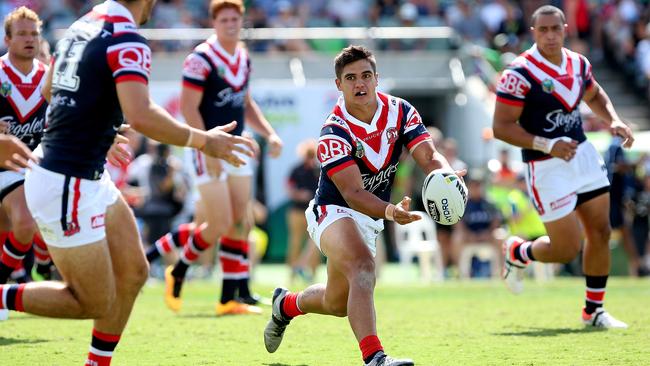 Roosters Jayden Nikorima at GIO Stadium in Canberra. Picture: Kym Smith