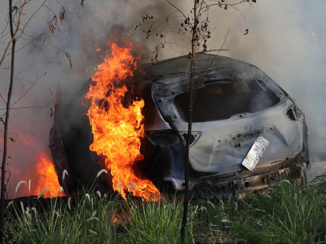 Picture of a Mazda CX5 on fire. Picture Glenn Hampson