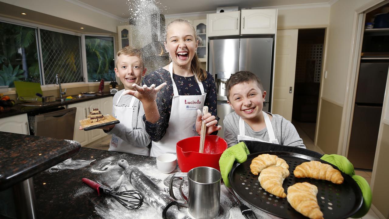 Elliot, Lucinda and Lincoln specialise in baked goods. Picture: AAP/Josh Woning