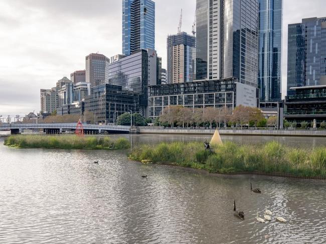 An example of the floating wetlands between Princes Bridge and Yarra’s Edge in Docklands. Picture: City of Melbourne