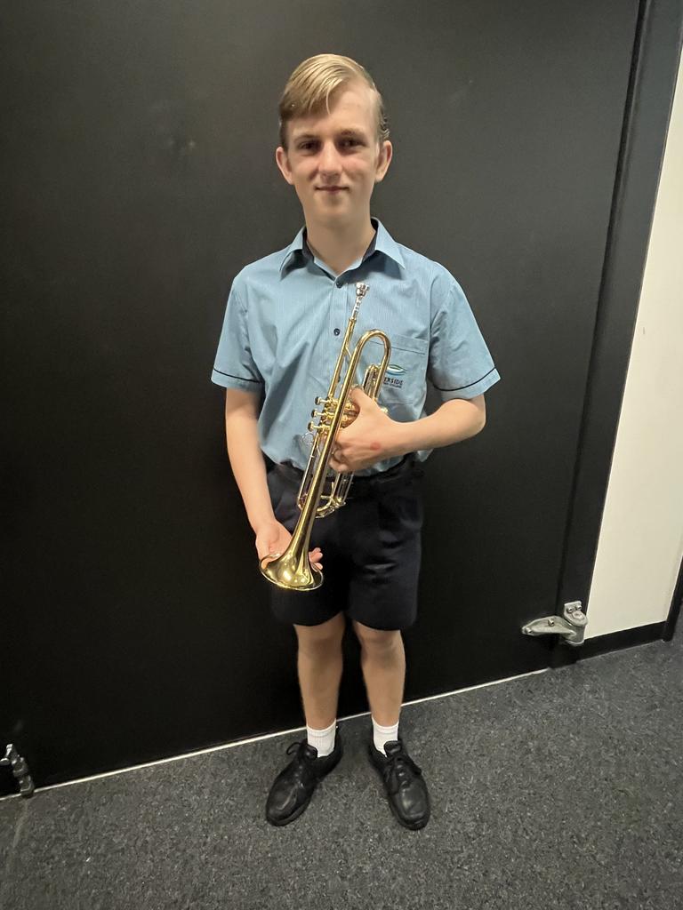 Kingston Scanes playing the trumpet at the Maryborough Eisteddfod.