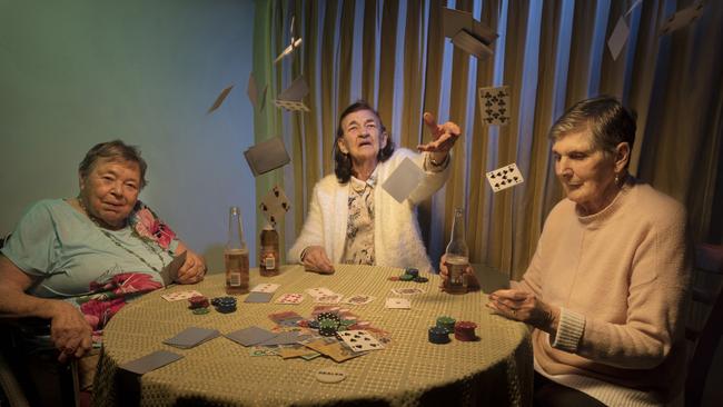 Gangster style: residents play cards at Hepburn House aged care facility, from the 2023 Ageing Disgracefully calendar.