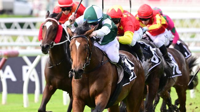 Kelly Schweida-trained filly Sunrays shows her class by scoring the Listed Show A Heart at Eagle Farm. Picture: Grant Peters, Trackside Photography.