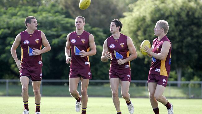 Tom Rockliff, Jack Redden, Michael Rischitelli and Daniel Rich during their days at the Lions. Picture: Jeff Camden