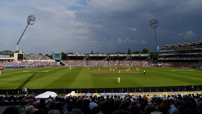 Dark skies above play late on day three. Picture: Getty Images