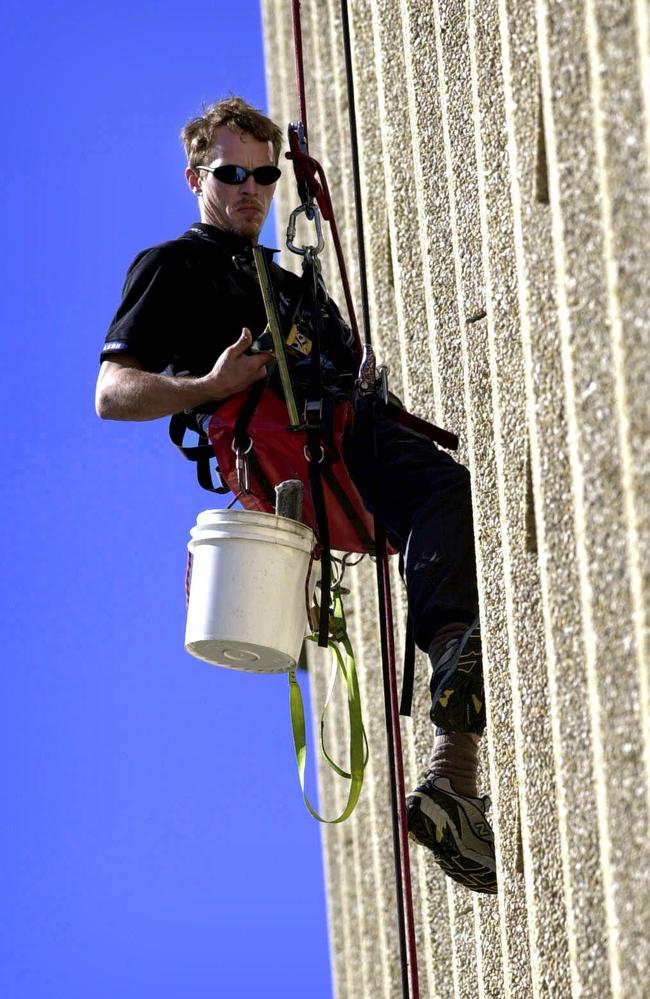 Dieter Brummer washing windows in North Sydney.