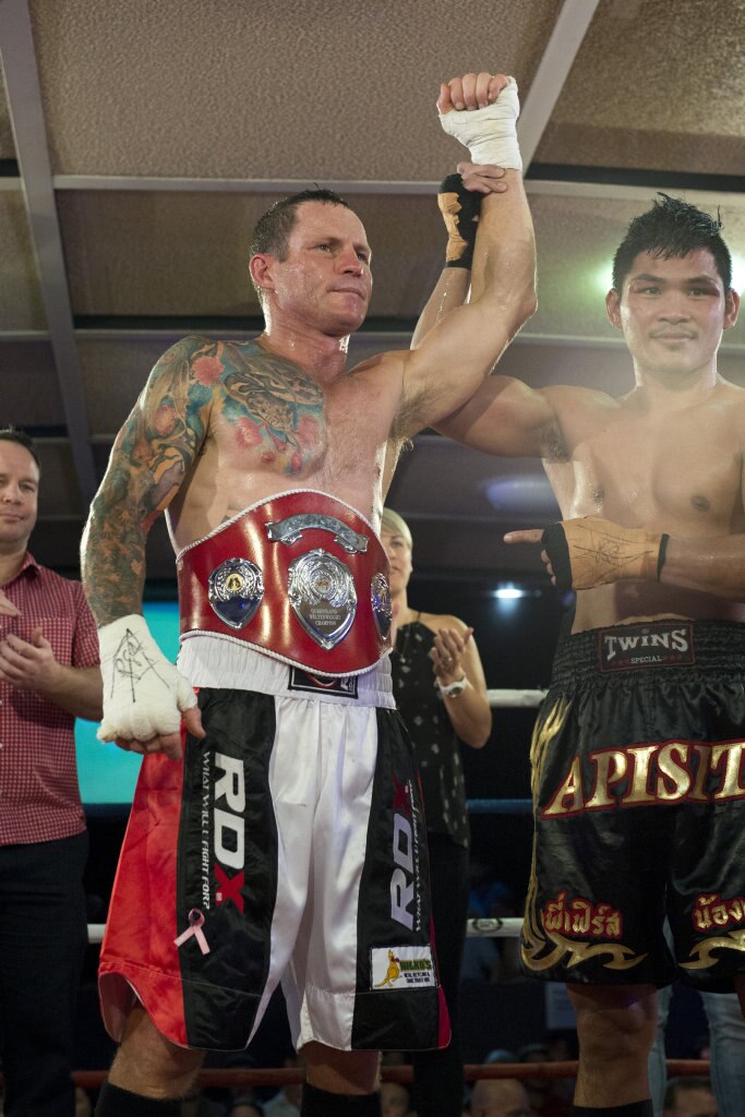 Jamie Hilt fights Apichat Koedchatturat for the Queensland welterweight belt at Smithy and TGW Bring The Big Fights 14 at Rumours International, Saturday, October 22, 2016. Picture: Kevin Farmer