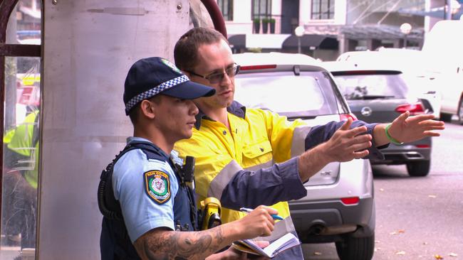 Police talk to people who witnessed the accident. Picture: OnScene Bondi