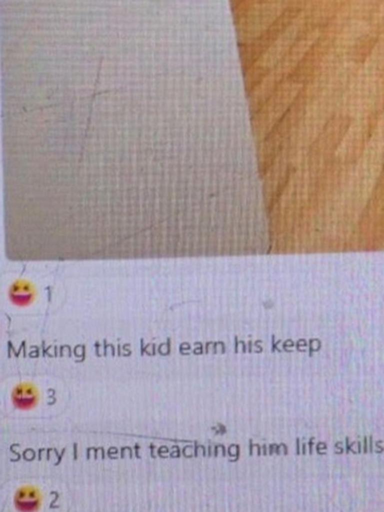 A text message showing Life Without Barriers workers allegedly making fun of a child in their care. Picture: Supplied