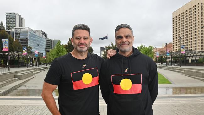 Kyam Maher and Dale Agius in Victoria Square on Sunday. Picture: Keryn Stevens