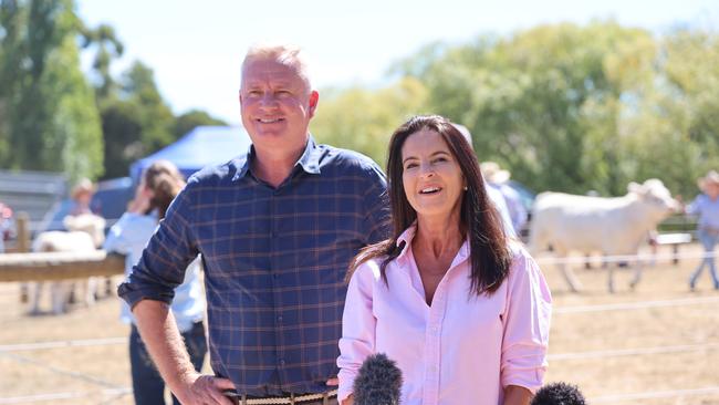 Jeremy Rockliff and Jane Howlett on the election campaign at the Bushy Park Show.