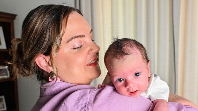 Nuriootpa mum Danielle Ahearn and Lily five weeks old. Picture: Brenton Edwards