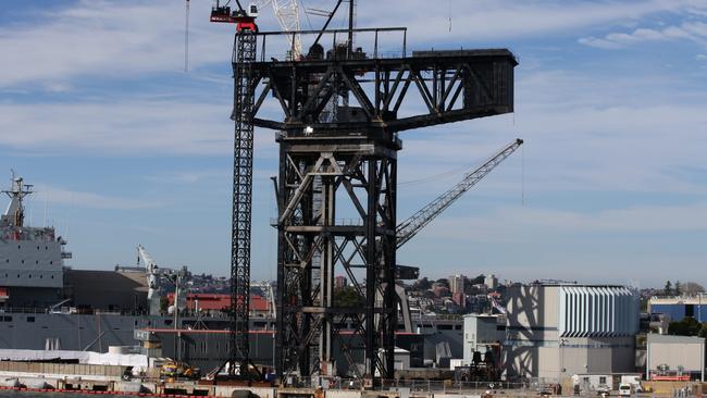 The hammerhead crane being dismantled. Picture Cameron Richardson.