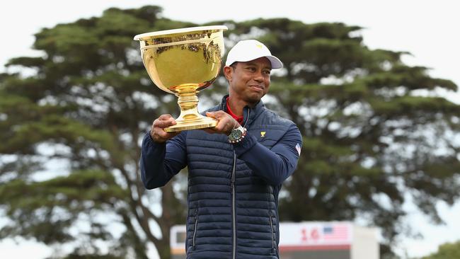 Tiger Woods after winning the 2019 Presidents Cup in Melbourne.