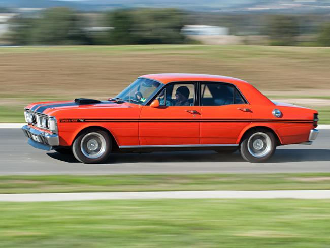 A 1971 Ford XY Falcon GTHO Phase III sedan.