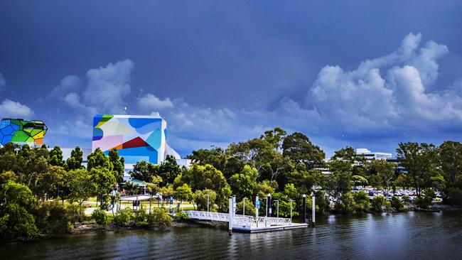 Clouds gather above HOTA on the Gold Coast. Picture: Nigel Hallett