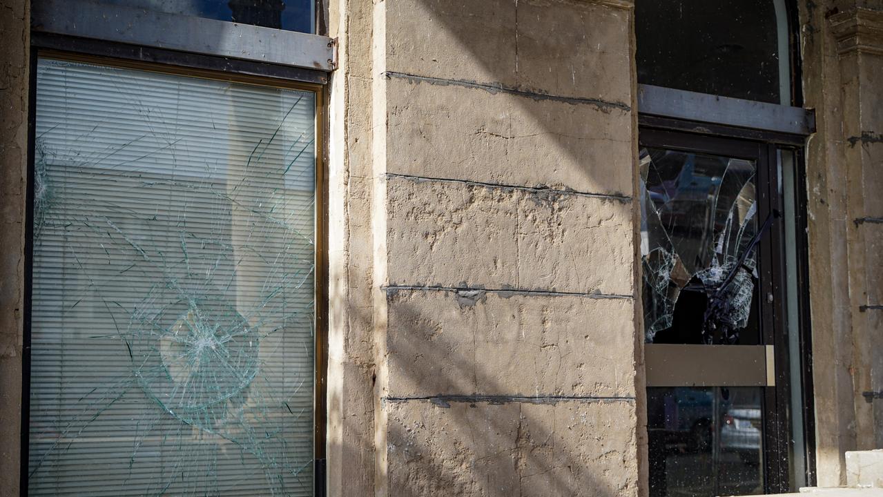 The derelict heritage-listed building at 63 Victoria St in Mackay CBD was recently vandalised with two broken glass panels. The front door was also open and the steel fencing was ajar. Picture: Heidi Petith