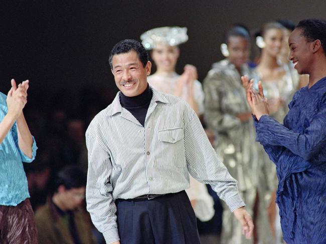 Issey Miyake after presenting his 1992 Spring-Summer collection in Paris. Picture: Pierre Guillaud/AFP