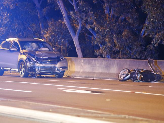 A car and motorcycle involved in an accident just before midnight on heathcote road    Picture : Steve Tyson  Time 2220 Location : 157 Luxford road Whalan Description : the second fire at the same house in as many days.