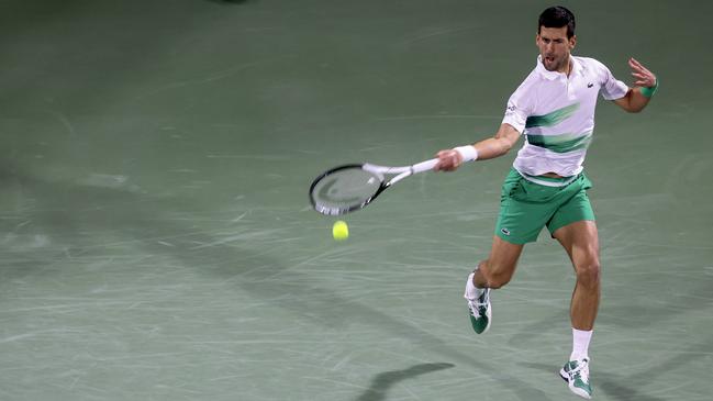 Novak Djokovic steamrolled Lorenzo Musetti in his return to competitive tennis. Picture: AFP