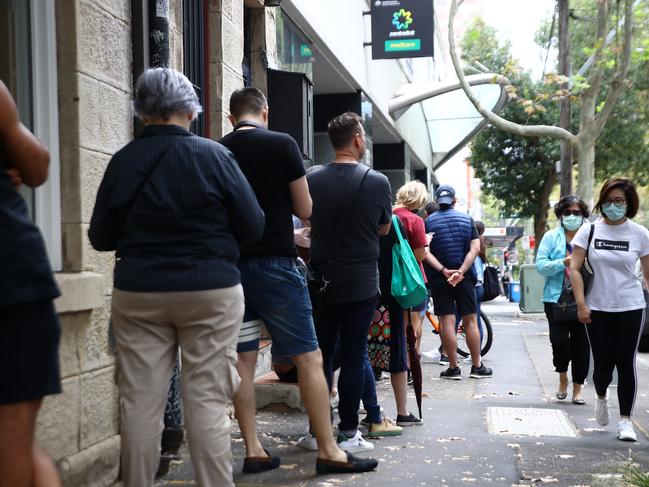 Long queues at Centrelink Darlinghurst, Sydney.