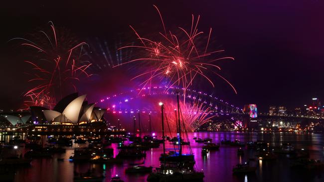 Sydney Harbour at its best for the 9pm fireworks. Picture: Jonathan Ng