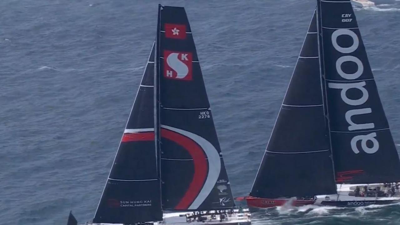 Comanche and Scallywag clash in the early stages of the Sydney to Hobart.