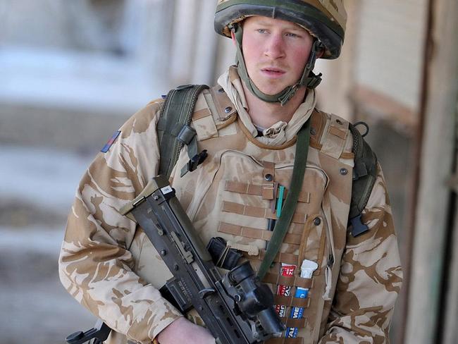 On patrol ... Harry in the town of Garmisir in Helmand province, southern Afghanistan, in 2008.