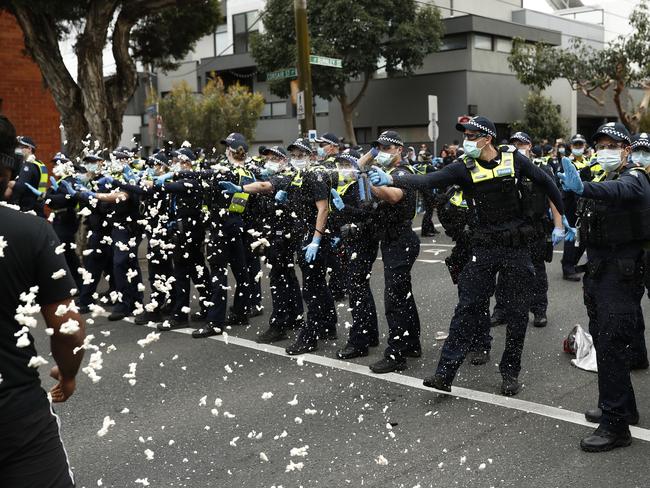 Police crack down on a protest while Covid measures were in place