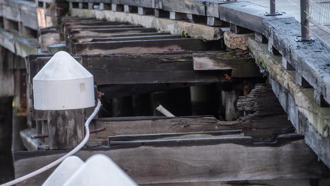 The deteriorating Central Pier, which was evacuated last night. Picture: Jason Edwards