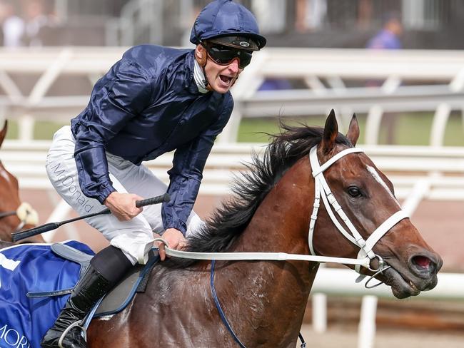 Switzerland ridden by James McDonald wins the Coolmore Stud Stakes at Flemington Racecourse on November 02, 2024 in Flemington, Australia. (Photo by Morgan Hancock/Racing Photos via Getty Images)