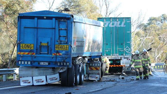 The crash caused hours of delays for motorists heading towards Adelaide. Picture: Tait Schmaal