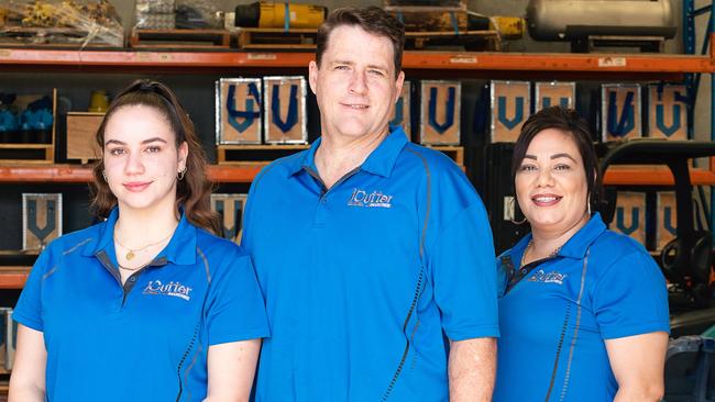 (From left to right) Alyce Morris, Dallas Morris and Kalari Morris from Mackay's iCutter Industries. Picture: Contributed.