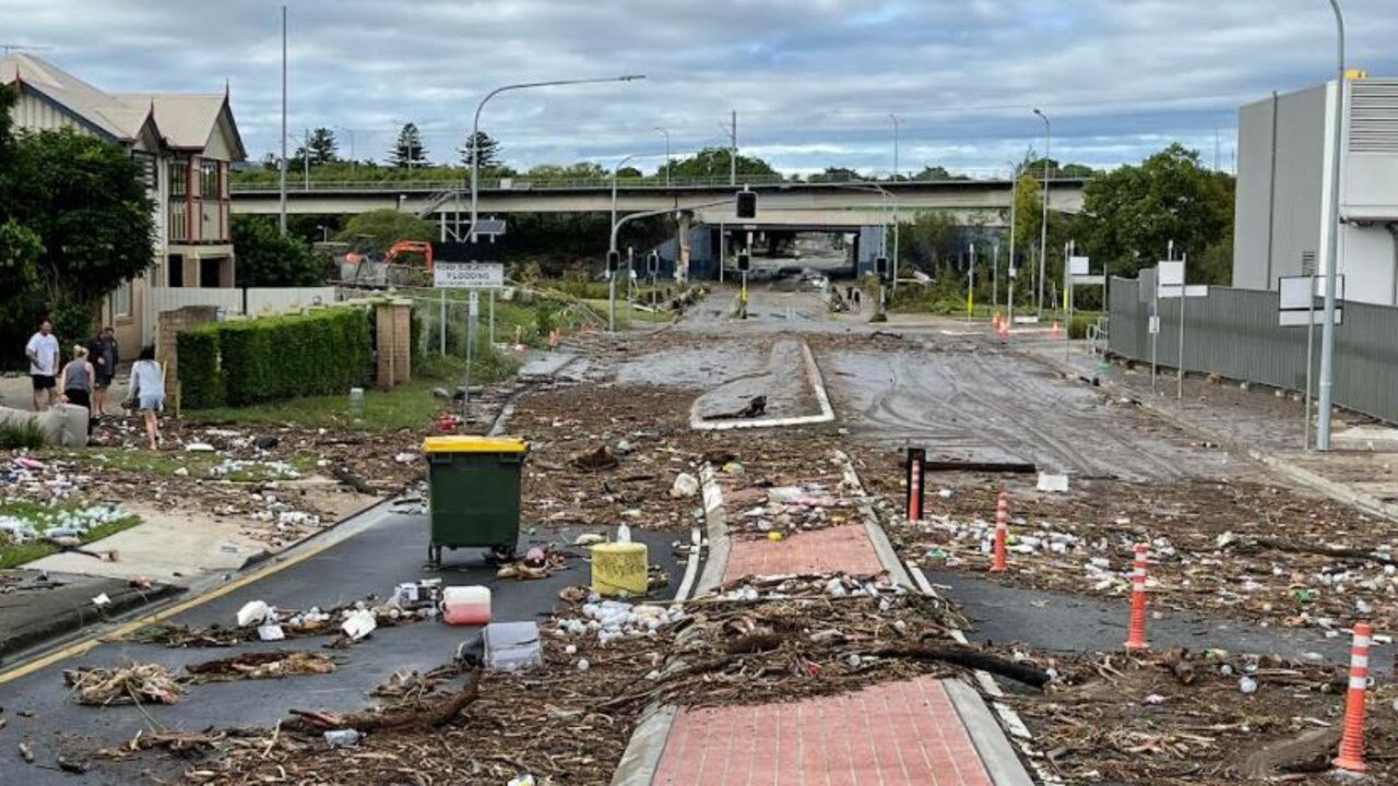 The mess left behind after floodwaters subside at Toombul, on Brisbane's northside. Picture: Josh Woning.