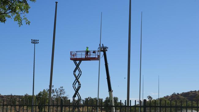 Works begin on the National Aboriginal Art Gallery at Anzac Oval in Alice Springs May 20, 2024.